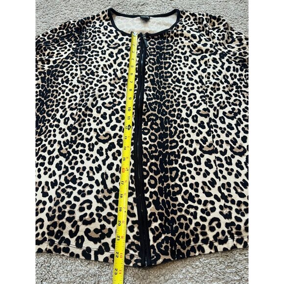 Rafaella Womens Leopard Print Zip-Up Lightweight Cotton Jacket Size 2X Animal - Picture 4 of 8